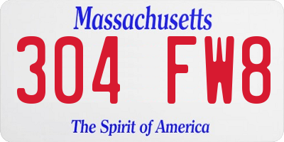 MA license plate 304FW8