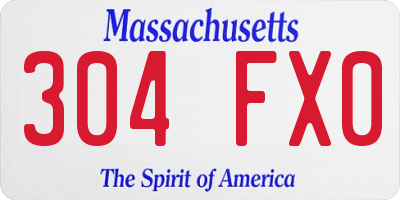 MA license plate 304FX0