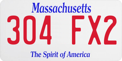MA license plate 304FX2