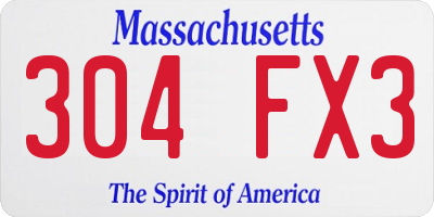 MA license plate 304FX3