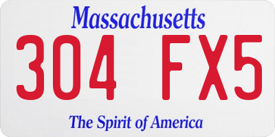 MA license plate 304FX5
