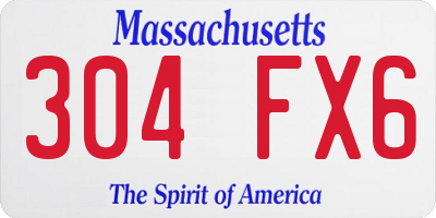 MA license plate 304FX6