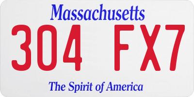 MA license plate 304FX7