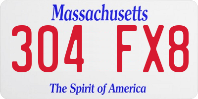 MA license plate 304FX8