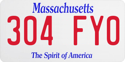 MA license plate 304FY0