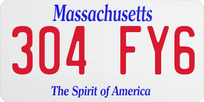 MA license plate 304FY6