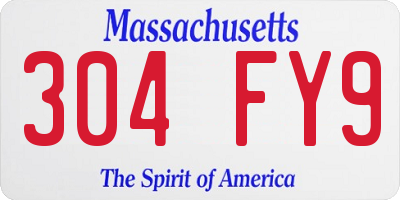 MA license plate 304FY9