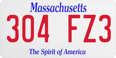 MA license plate 304FZ3