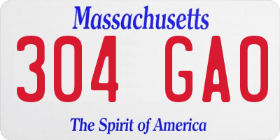 MA license plate 304GA0