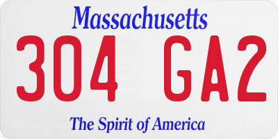 MA license plate 304GA2
