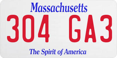 MA license plate 304GA3