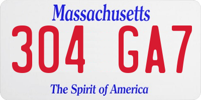 MA license plate 304GA7