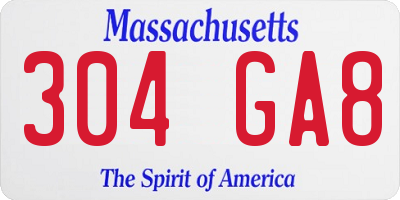 MA license plate 304GA8