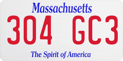 MA license plate 304GC3