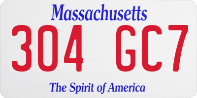 MA license plate 304GC7