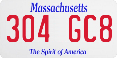 MA license plate 304GC8