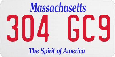 MA license plate 304GC9