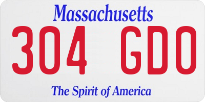 MA license plate 304GD0