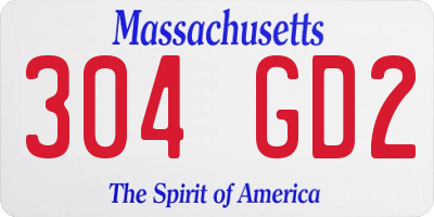 MA license plate 304GD2