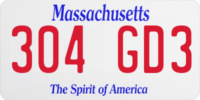 MA license plate 304GD3