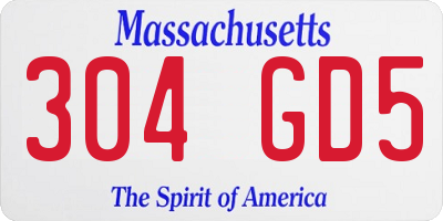MA license plate 304GD5