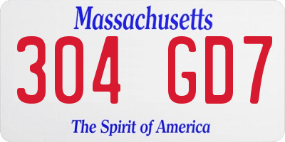 MA license plate 304GD7