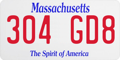 MA license plate 304GD8