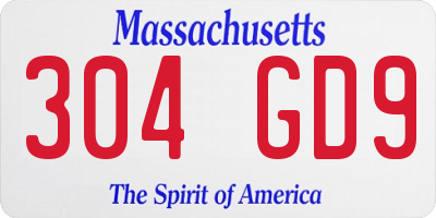 MA license plate 304GD9