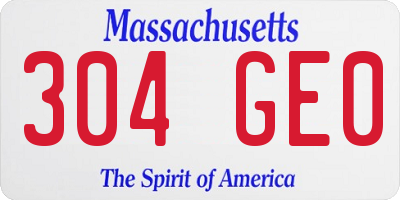 MA license plate 304GE0