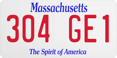 MA license plate 304GE1