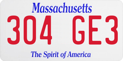 MA license plate 304GE3