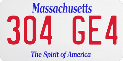 MA license plate 304GE4