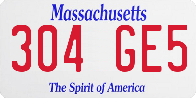 MA license plate 304GE5