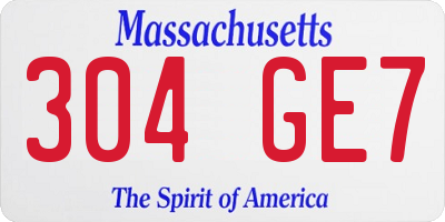 MA license plate 304GE7