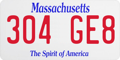 MA license plate 304GE8