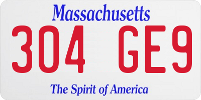 MA license plate 304GE9