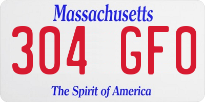 MA license plate 304GF0
