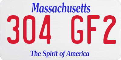 MA license plate 304GF2