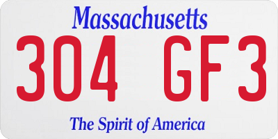 MA license plate 304GF3