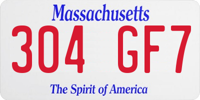 MA license plate 304GF7