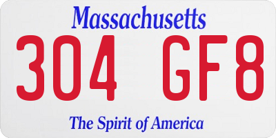 MA license plate 304GF8