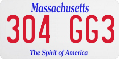 MA license plate 304GG3