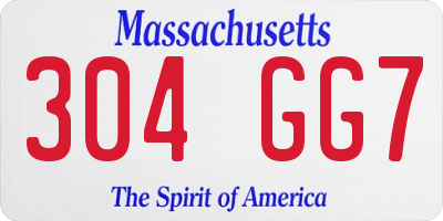 MA license plate 304GG7