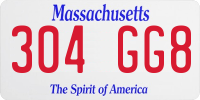 MA license plate 304GG8