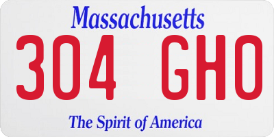MA license plate 304GH0