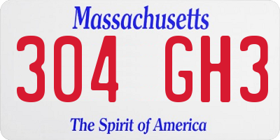 MA license plate 304GH3
