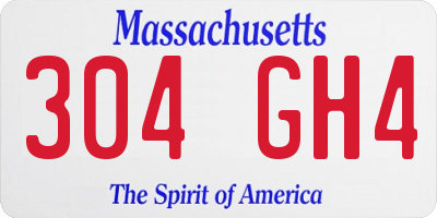 MA license plate 304GH4
