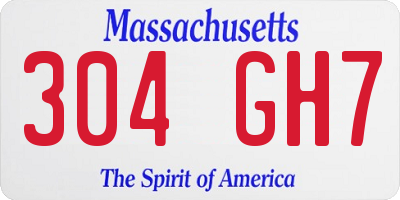 MA license plate 304GH7