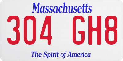 MA license plate 304GH8
