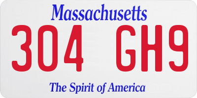 MA license plate 304GH9